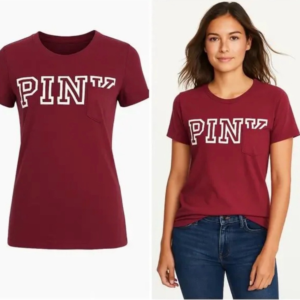 PINK Victoria's Secret Burgundy Tee